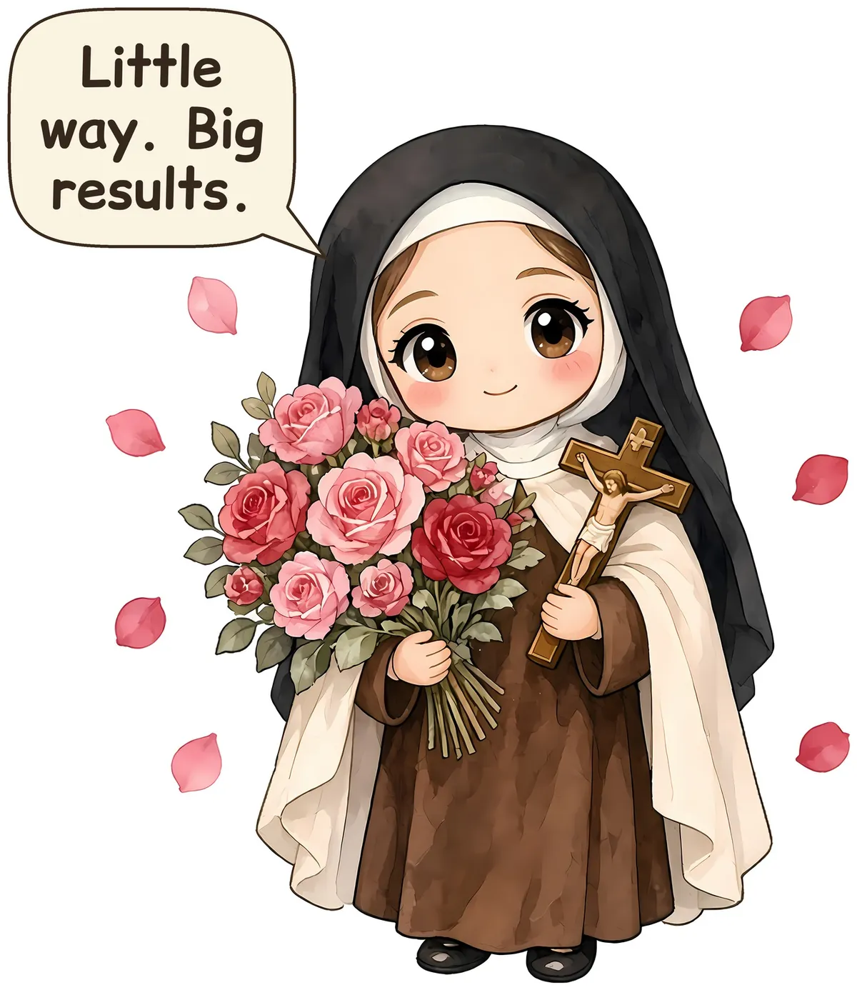 Saint Therese of Lisieux storybook watercolor design
