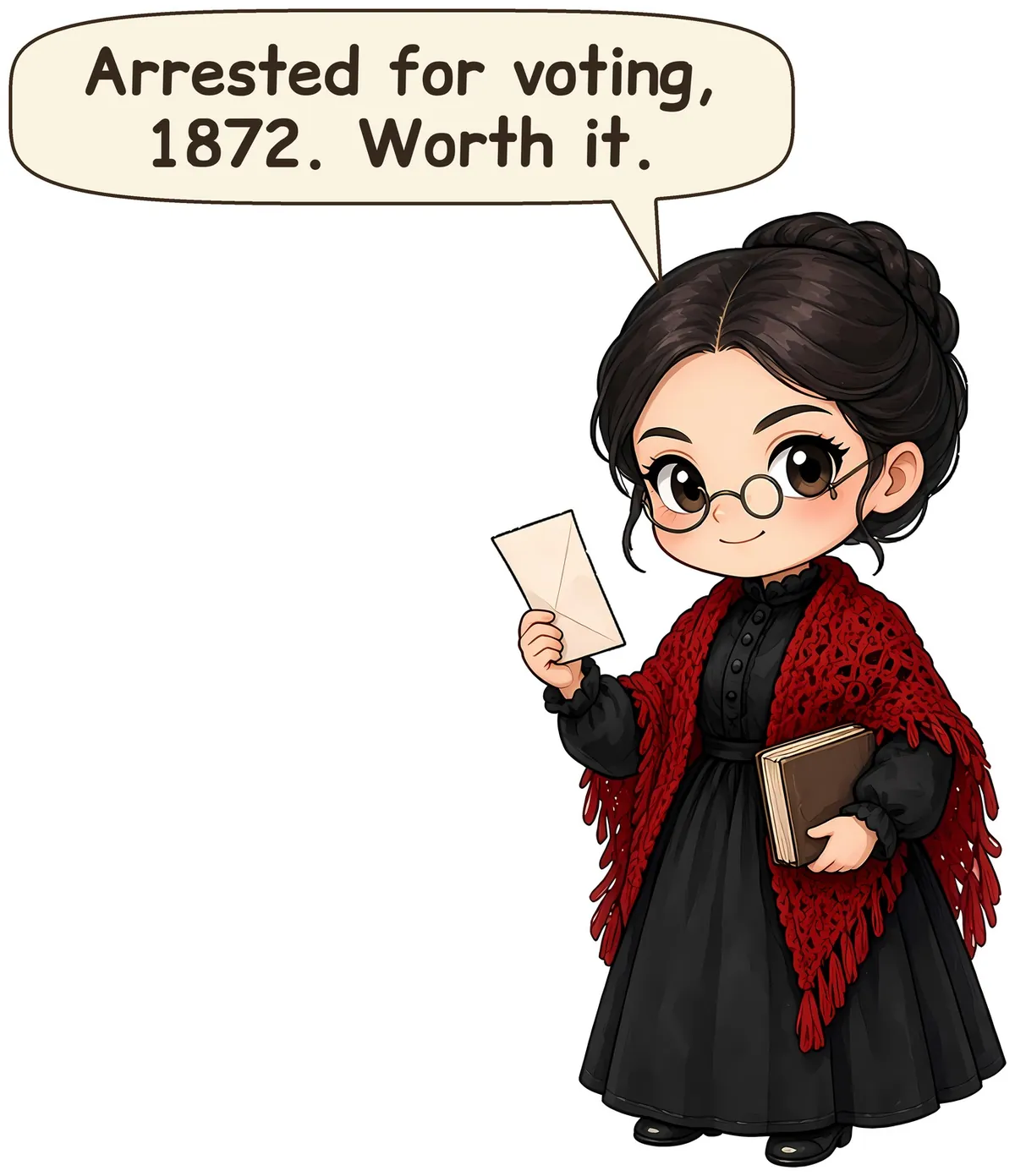 Susan B. Anthony storybook watercolor design