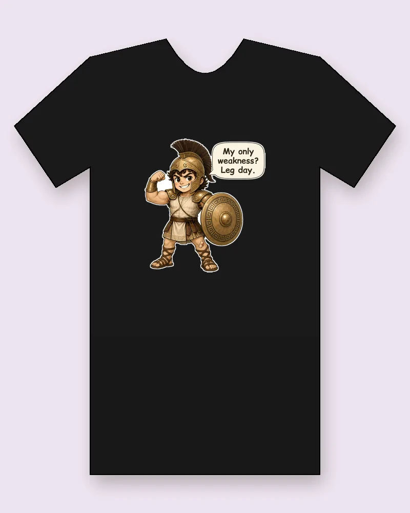 Achilles on a black tee mockup