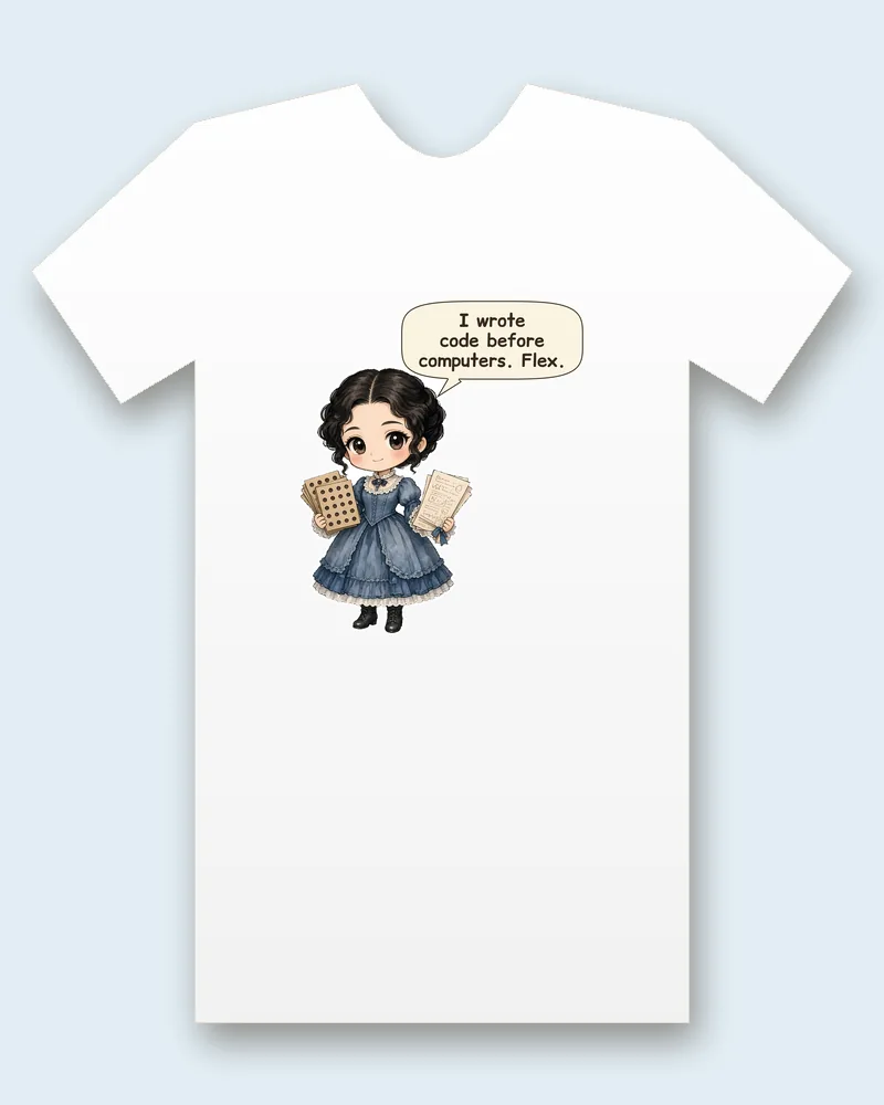 Ada Lovelace on a white tee mockup