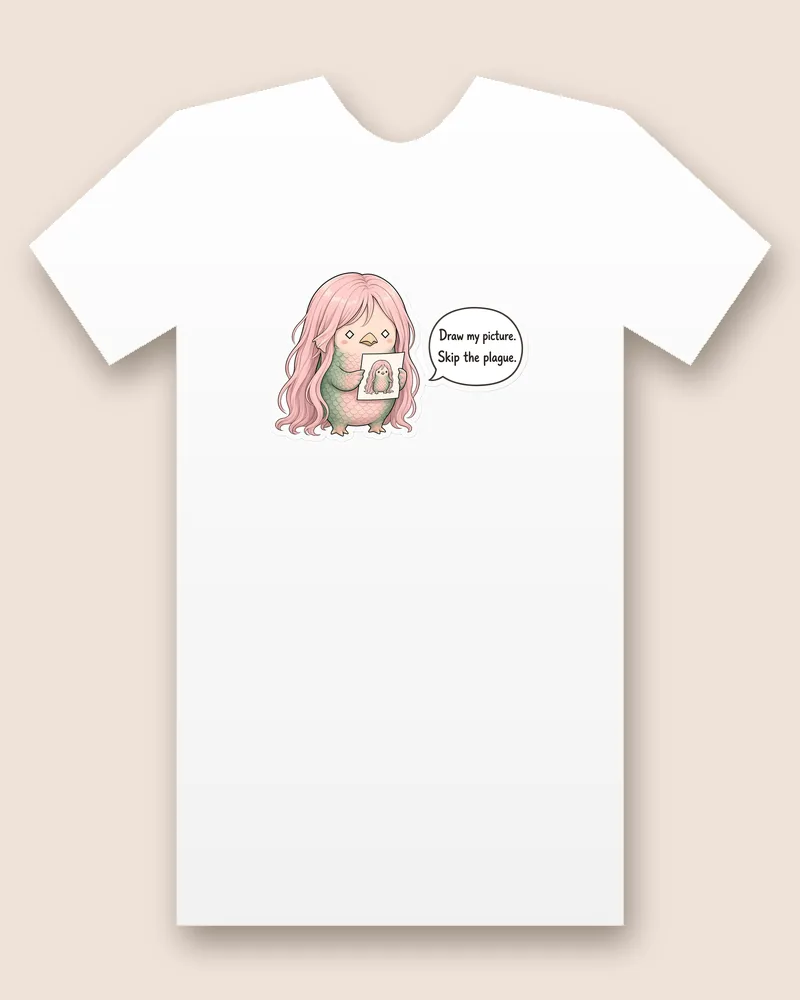 Amabie on a white tee mockup