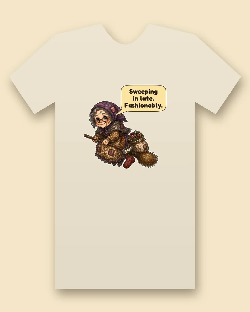 Befana on a natural tee mockup