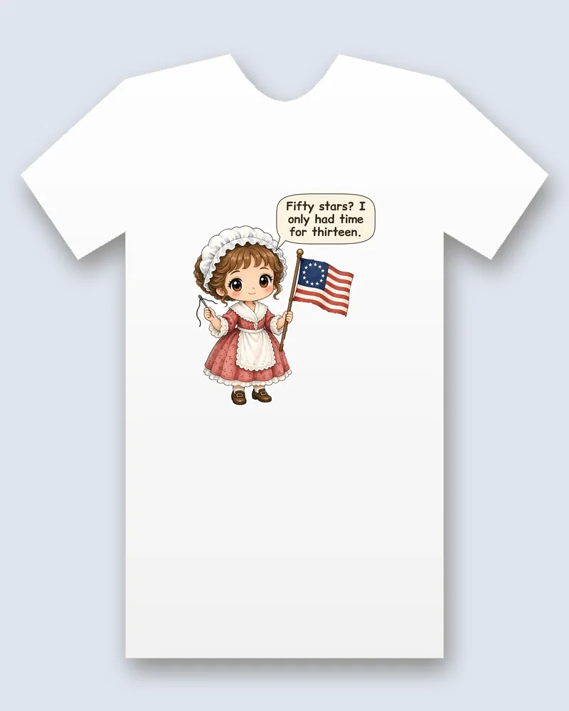 Betsy Ross on a white tee mockup