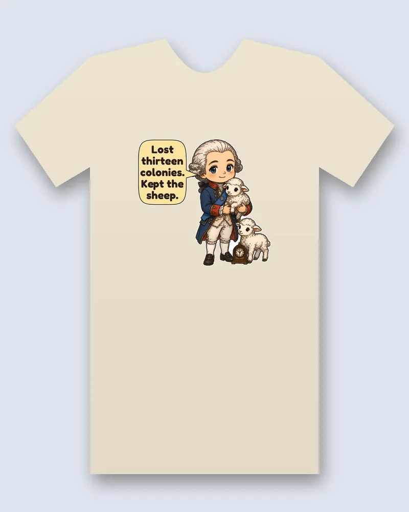British King on a natural tee mockup