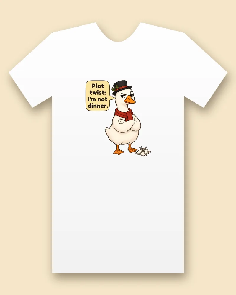 Christmas Goose on a white tee mockup