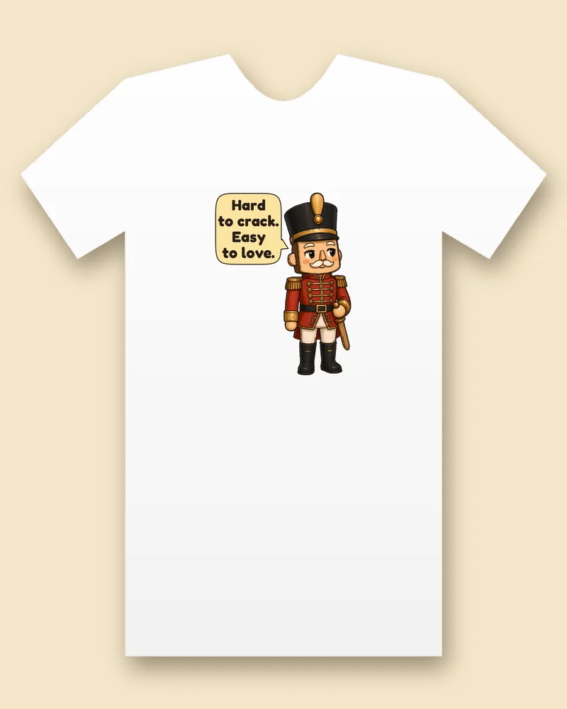 Christmas Toy Soldier on a white tee mockup