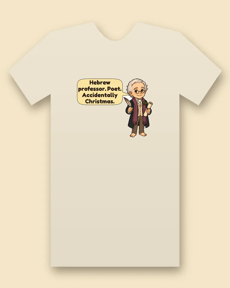 Clement Moore on a natural tee mockup