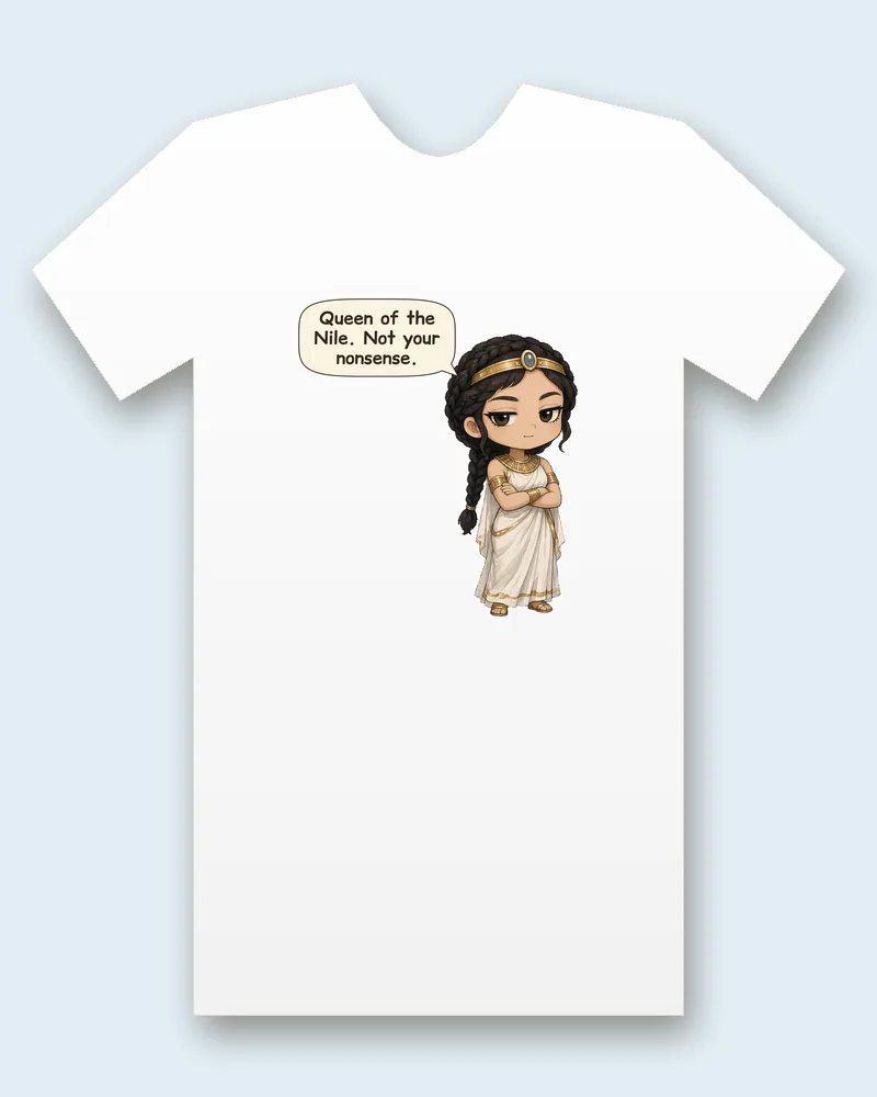 Cleopatra on a white tee mockup