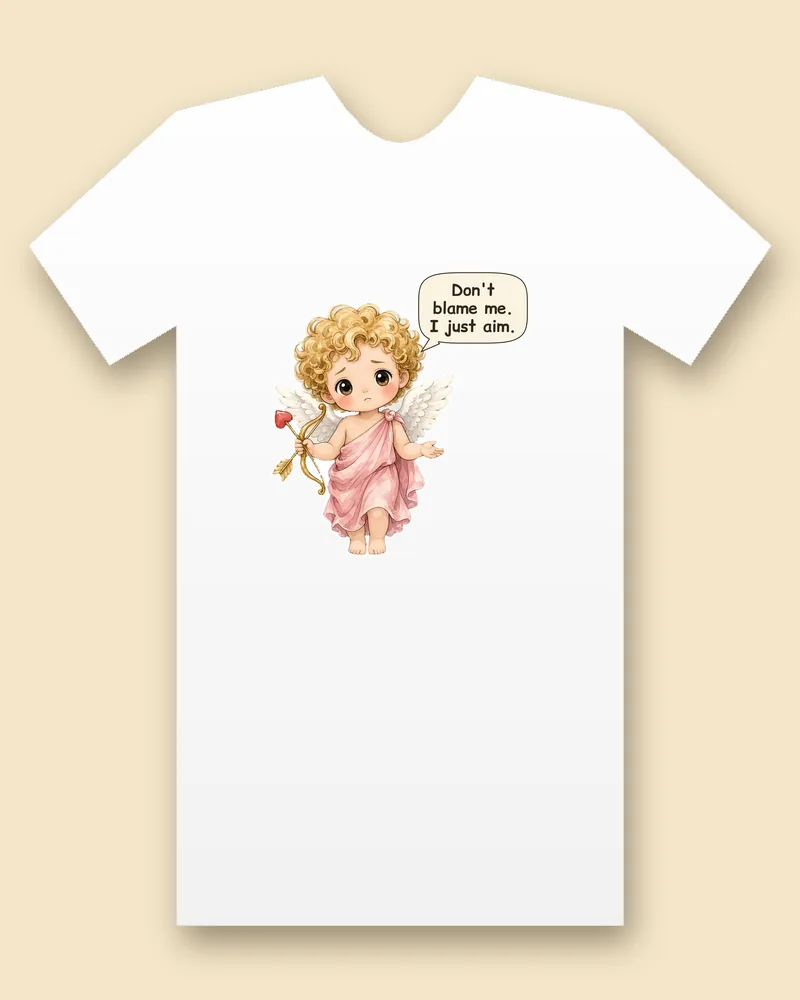 Cupid on a white tee mockup