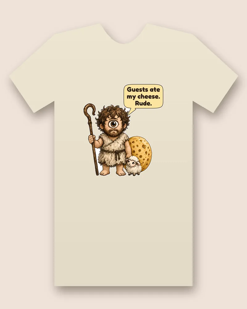 Polyphemus on a natural tee mockup