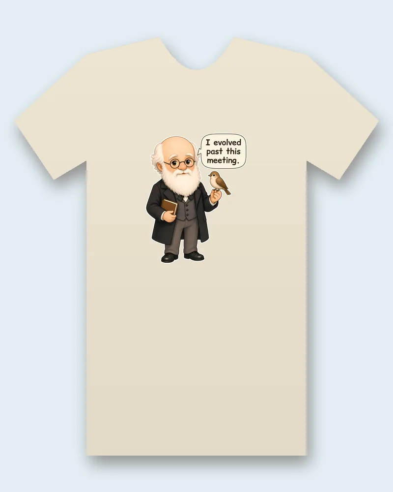 Charles Darwin on a natural tee mockup
