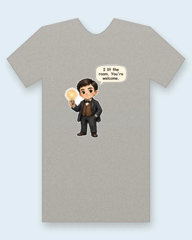 Thomas Edison on a heather gray tee mockup