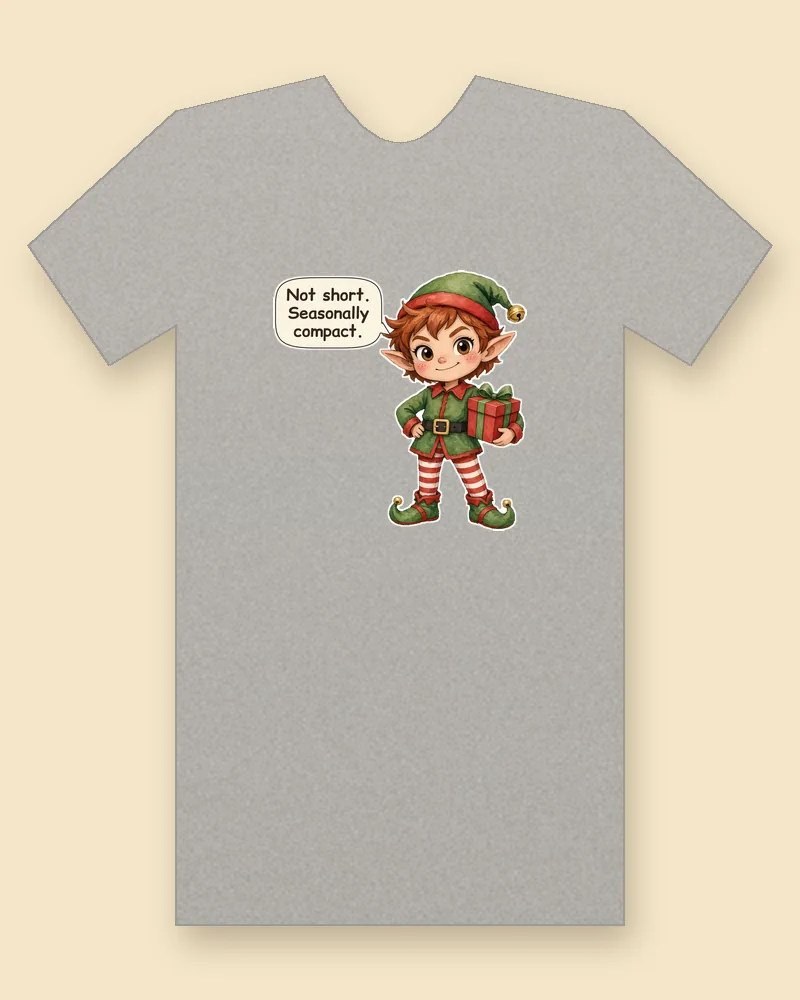 Christmas Elf on a heather gray tee mockup