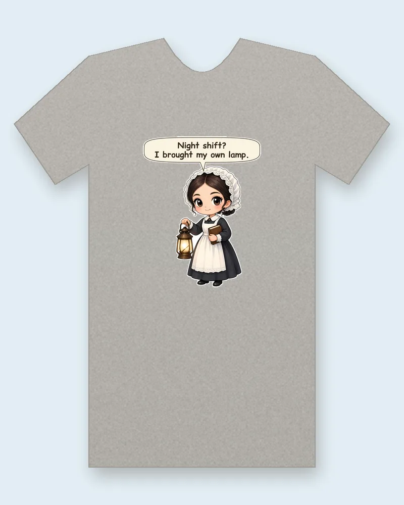 Florence Nightingale on a heather gray tee mockup