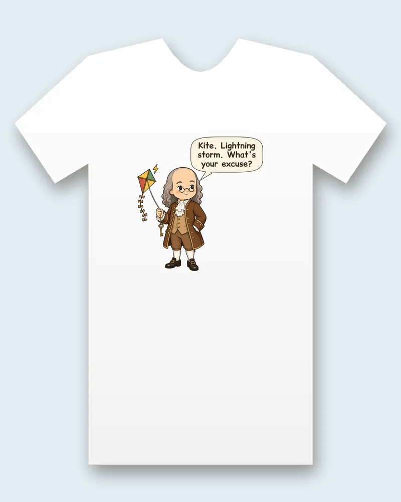 Ben Franklin on a white tee mockup