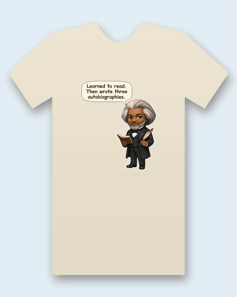 Frederick Douglass on a natural tee mockup