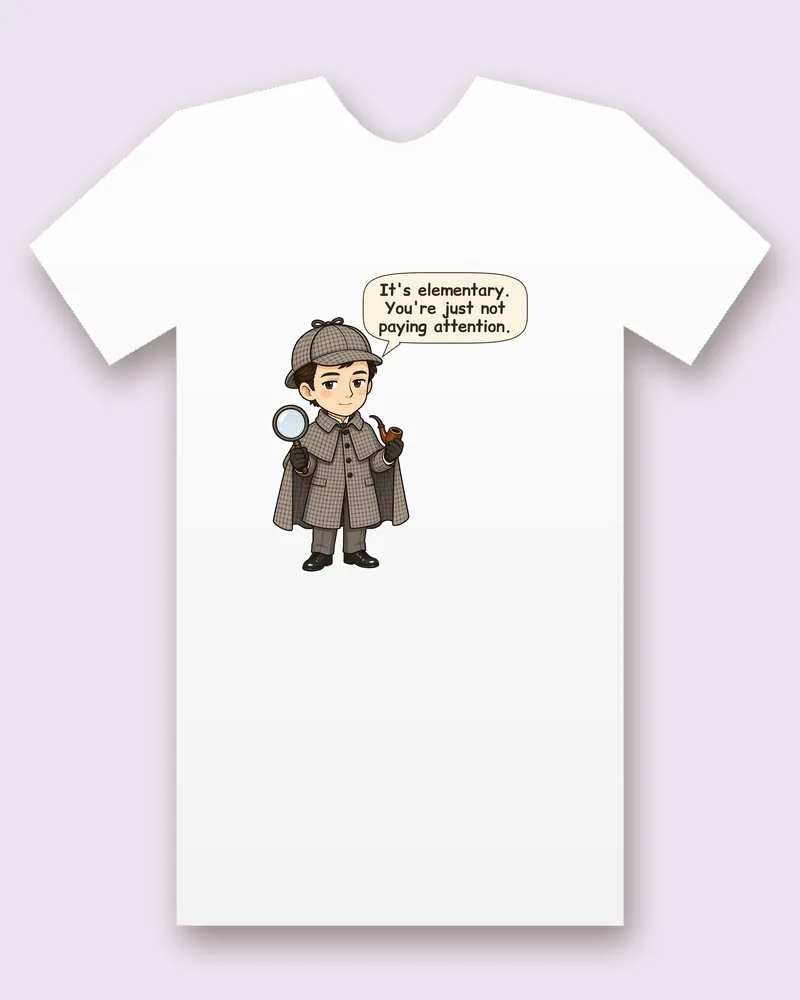 The Great Detective on a white tee mockup
