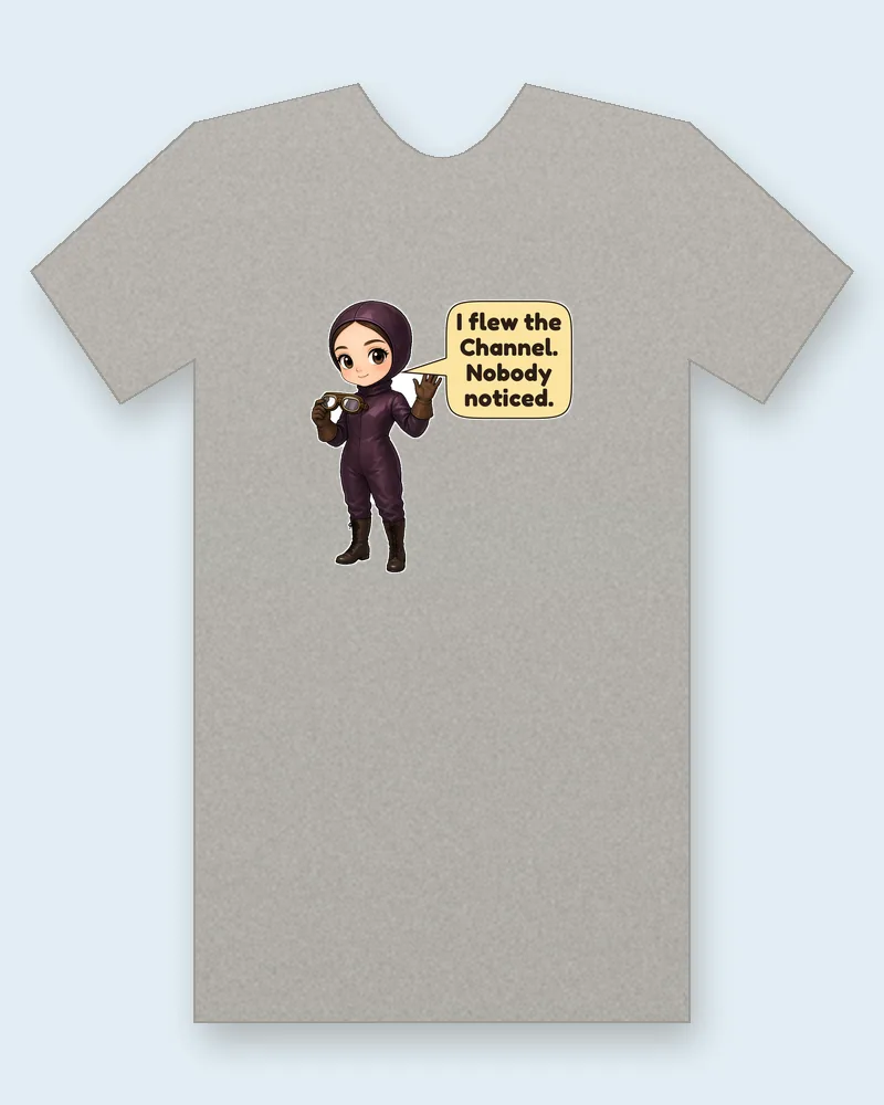 Harriet Quimby on a heather gray tee mockup