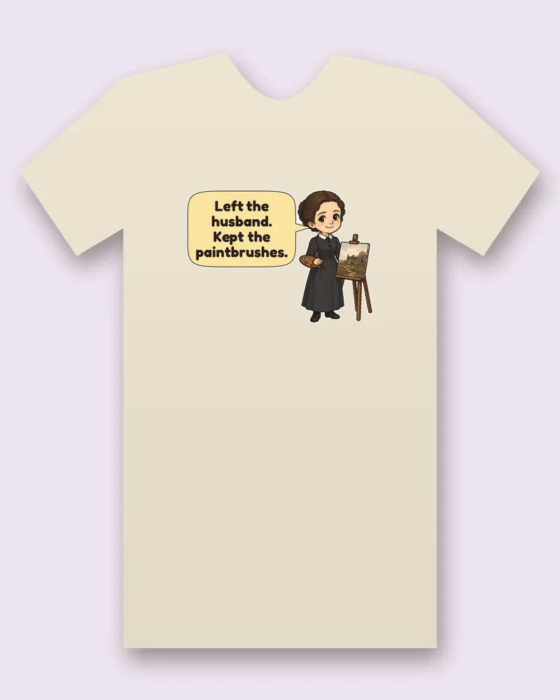 Helen Graham on a natural tee mockup