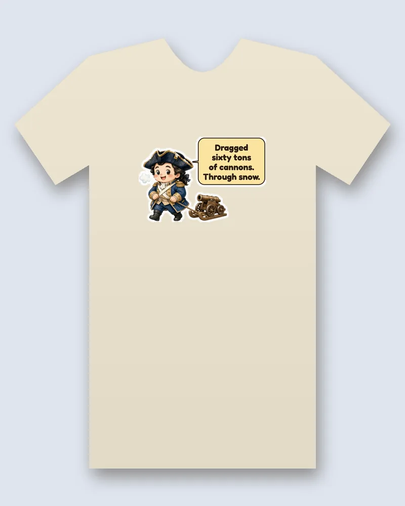 Henry Knox on a natural tee mockup