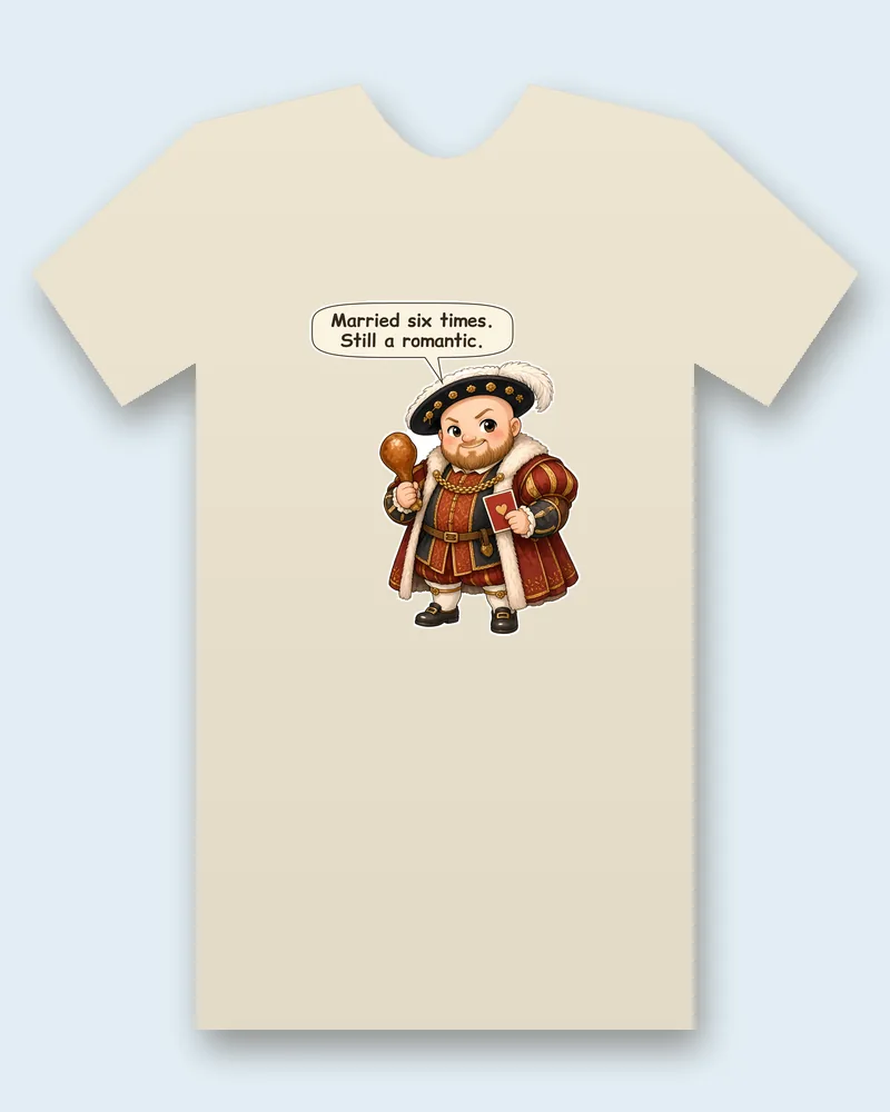 King Henry VIII on a natural tee mockup