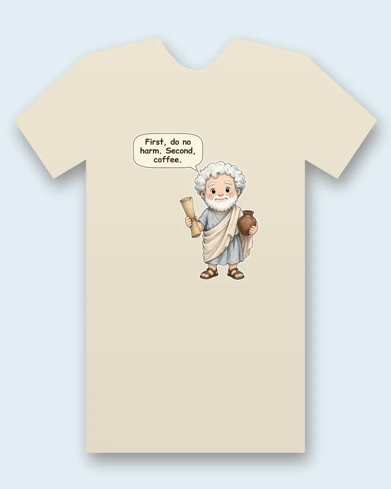 Hippocrates on a natural tee mockup