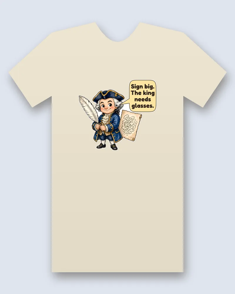 John Hancock on a natural tee mockup