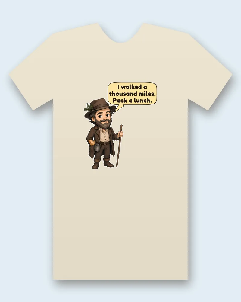 John Muir on a natural tee mockup