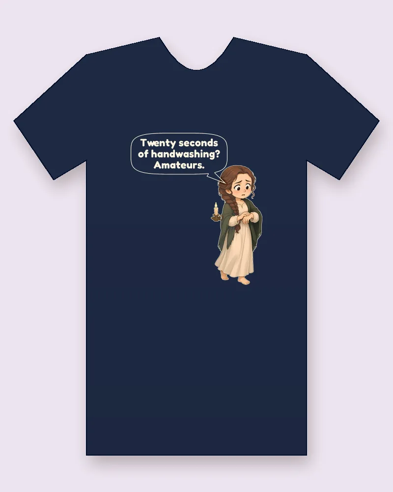 Lady Macbeth on a navy tee mockup