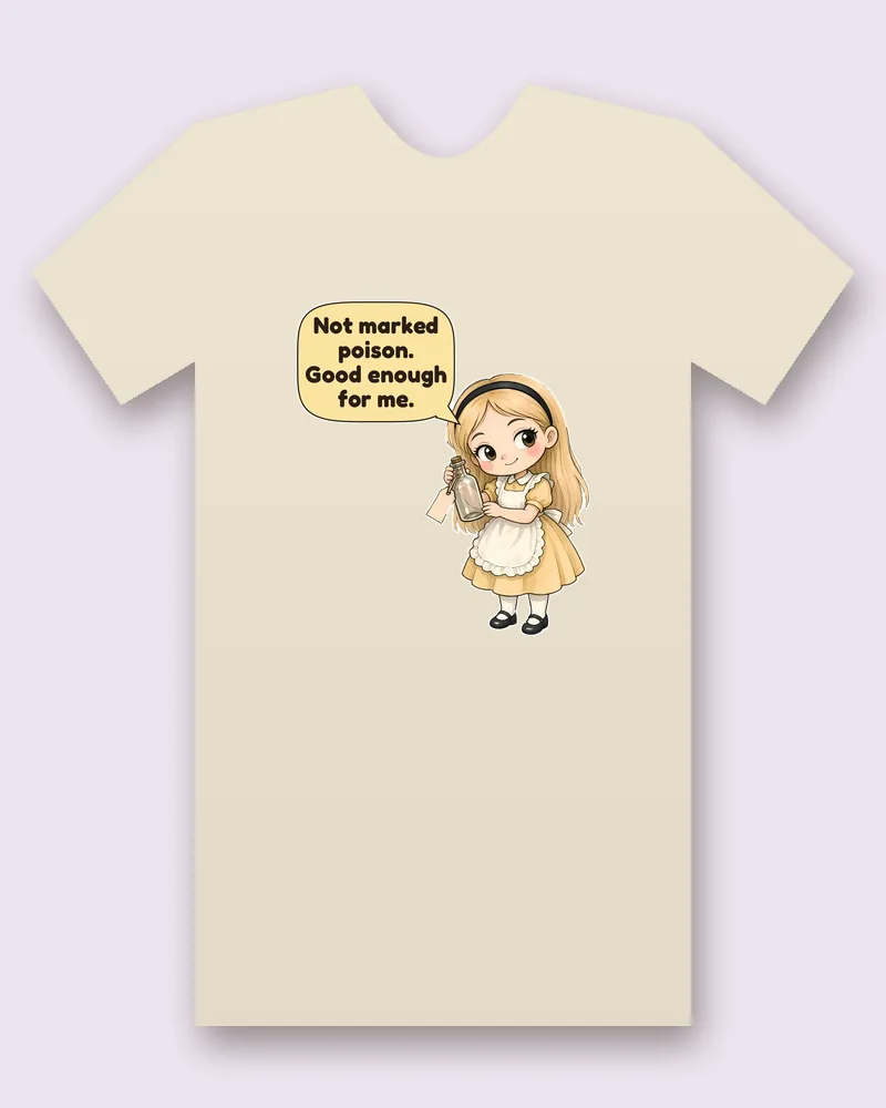 Lewis Carroll's Alice on a natural tee mockup
