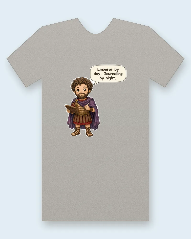 Marcus Aurelius on a heather gray tee mockup