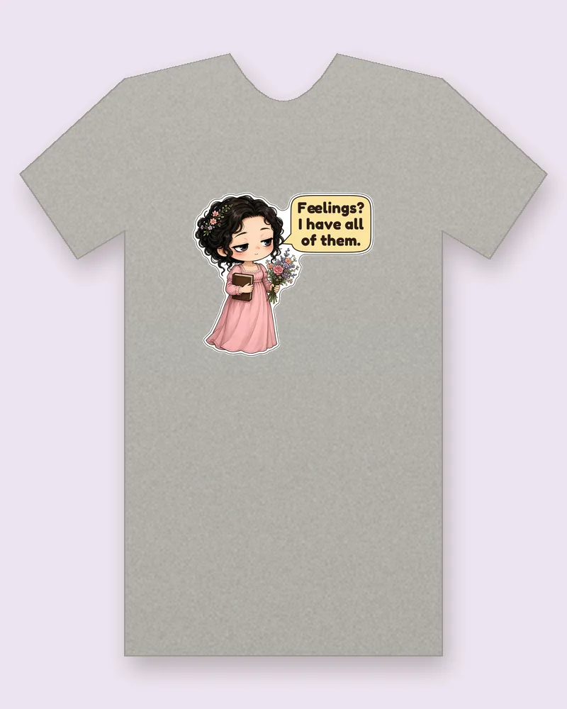 Marianne Dashwood on a heather gray tee mockup