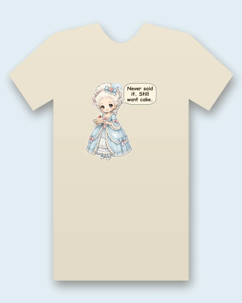 Marie Antoinette on a natural tee mockup