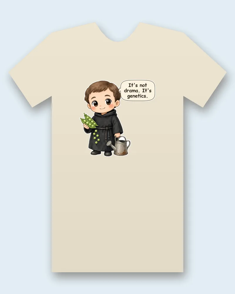 Gregor Mendel on a natural tee mockup