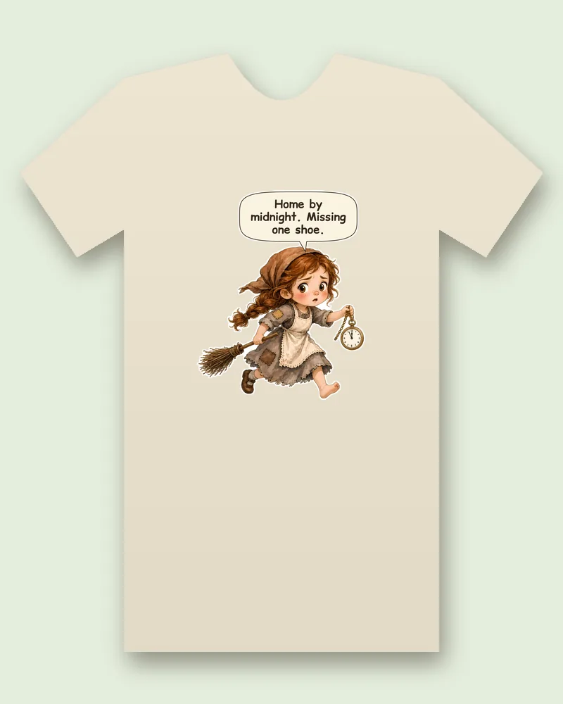 Midnight Ball Girl on a natural tee mockup