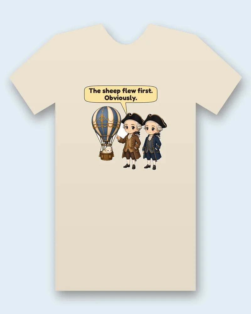 Montgolfier Brothers on a natural tee mockup