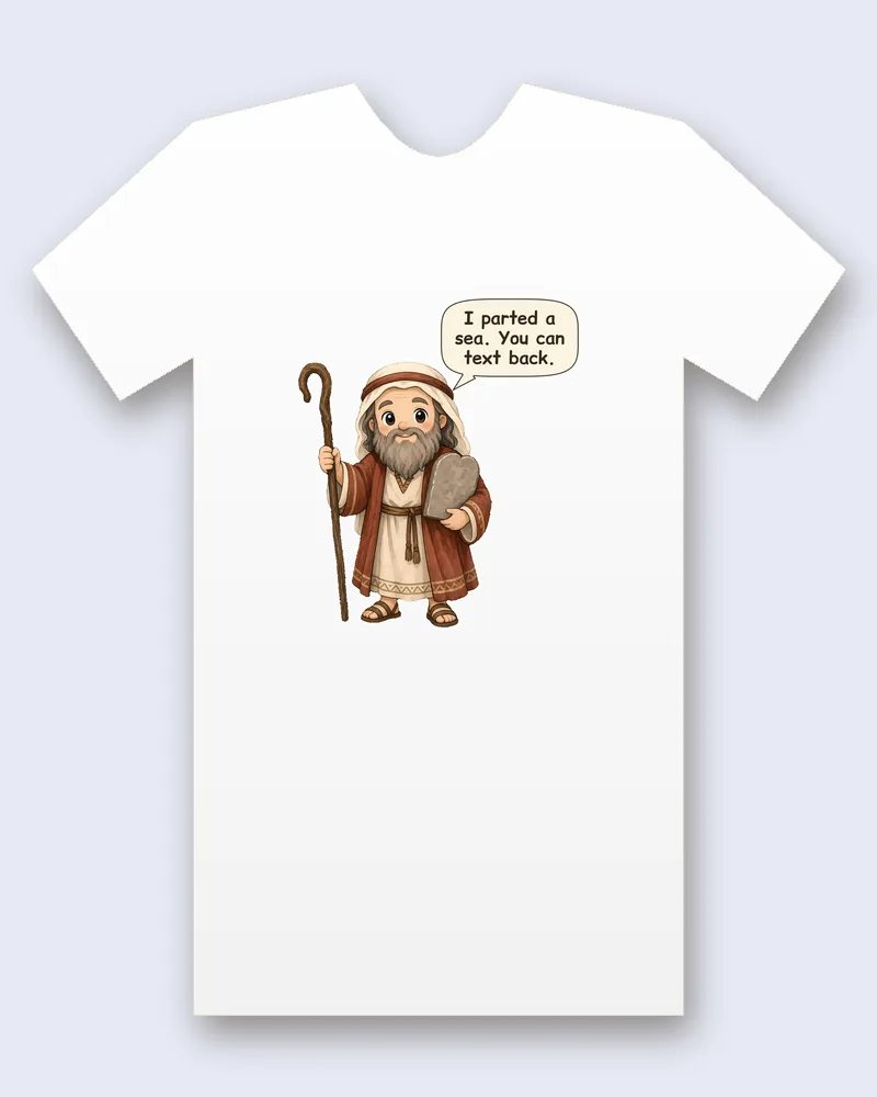 Moses on a white tee mockup