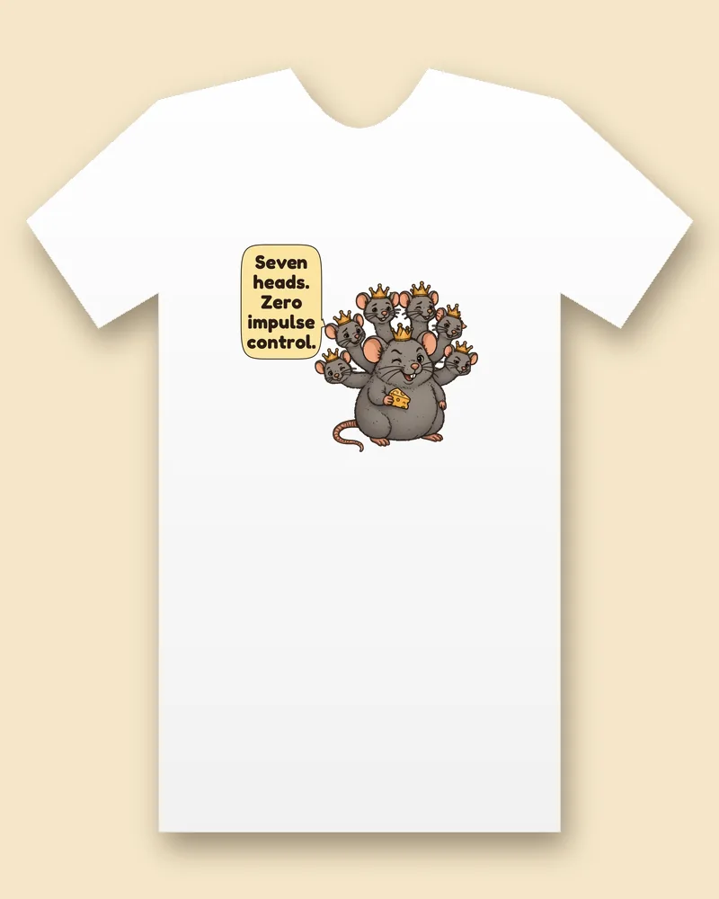 Mouse King on a white tee mockup