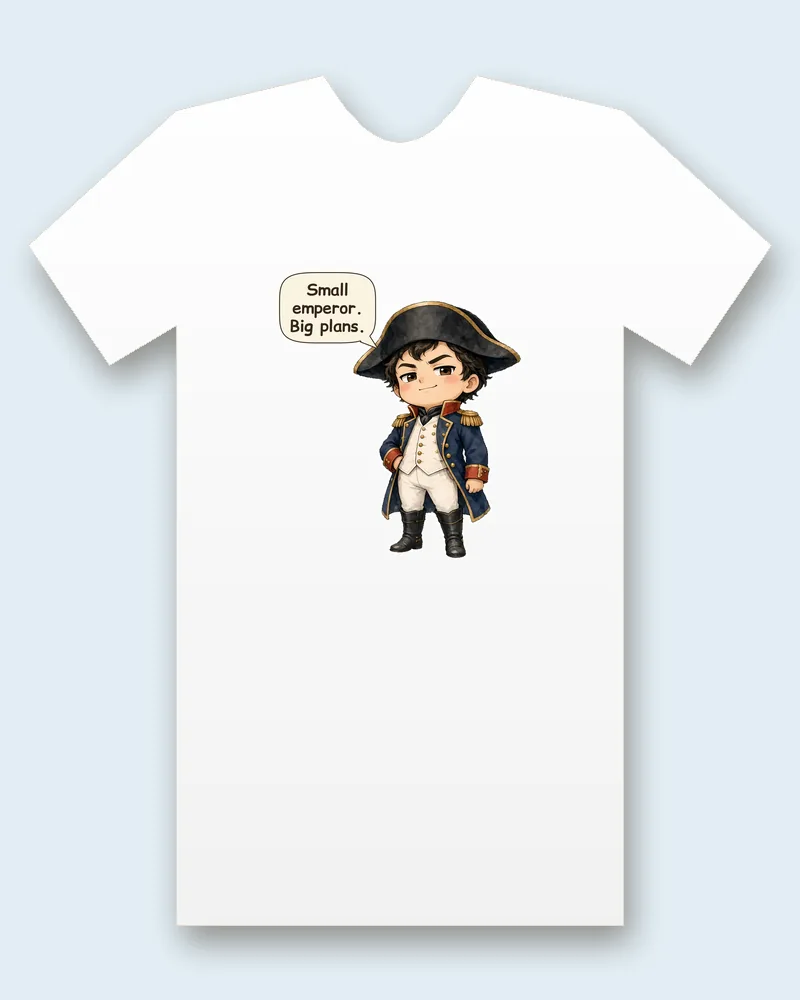 Napoleon Bonaparte on a white tee mockup