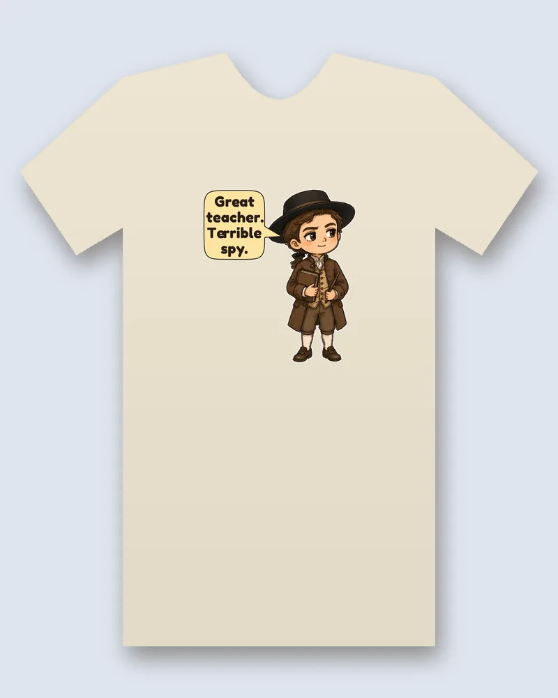 Nathan Hale on a natural tee mockup