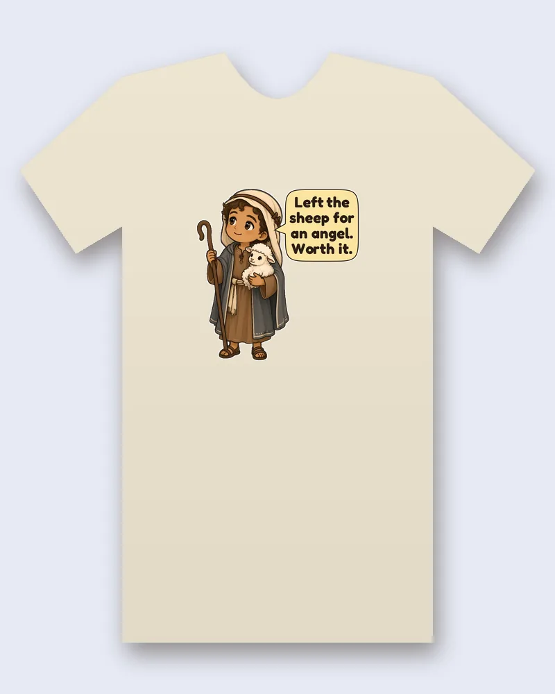 Nativity Shepherd on a natural tee mockup