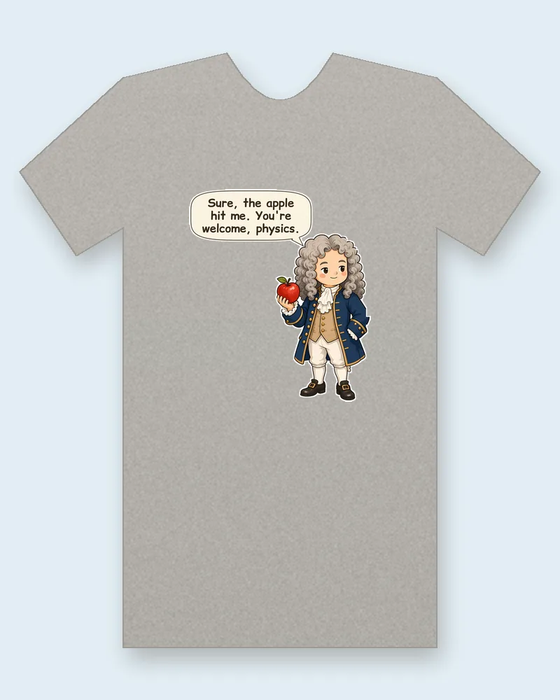 Isaac Newton on a heather gray tee mockup