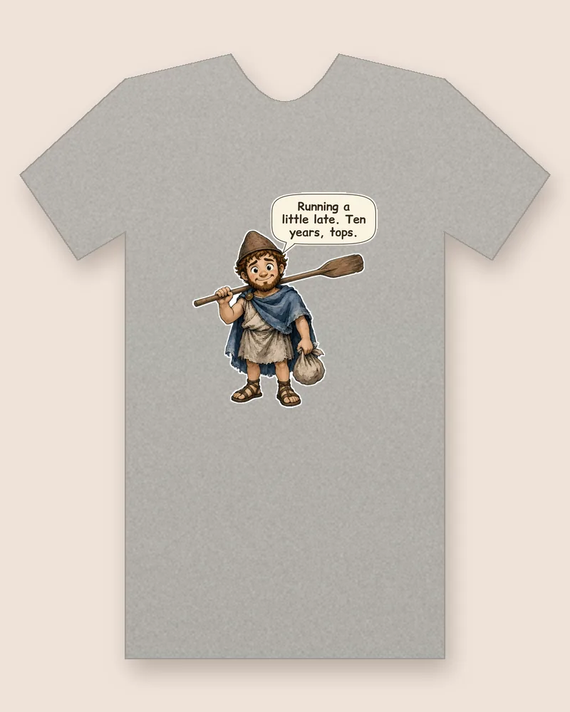 Odysseus on a heather gray tee mockup