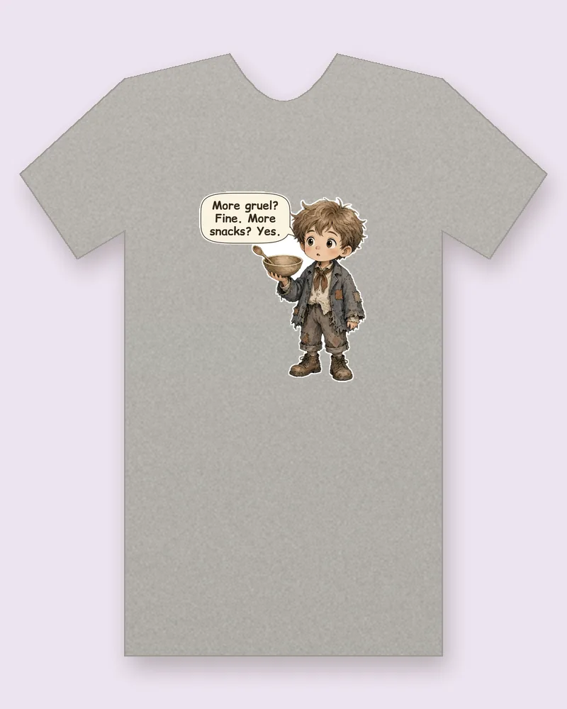 Victorian orphan on a heather gray tee mockup