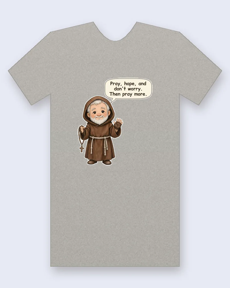 Saint Padre Pio on a heather gray tee mockup