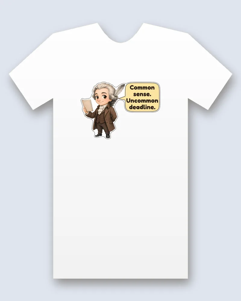 Thomas Paine (The American Crisis) on a white tee mockup