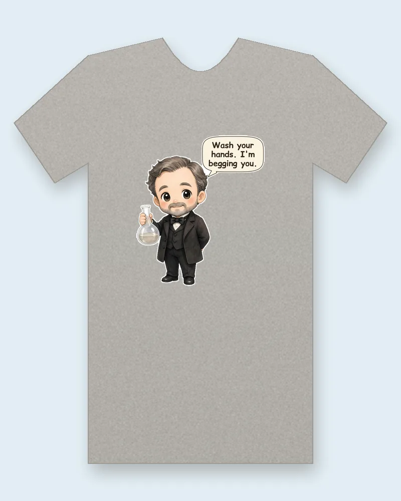 Louis Pasteur on a heather gray tee mockup
