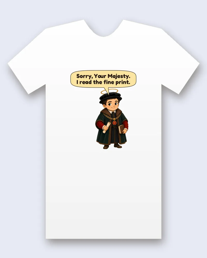 Patron Saint of Lawyers on a white tee mockup