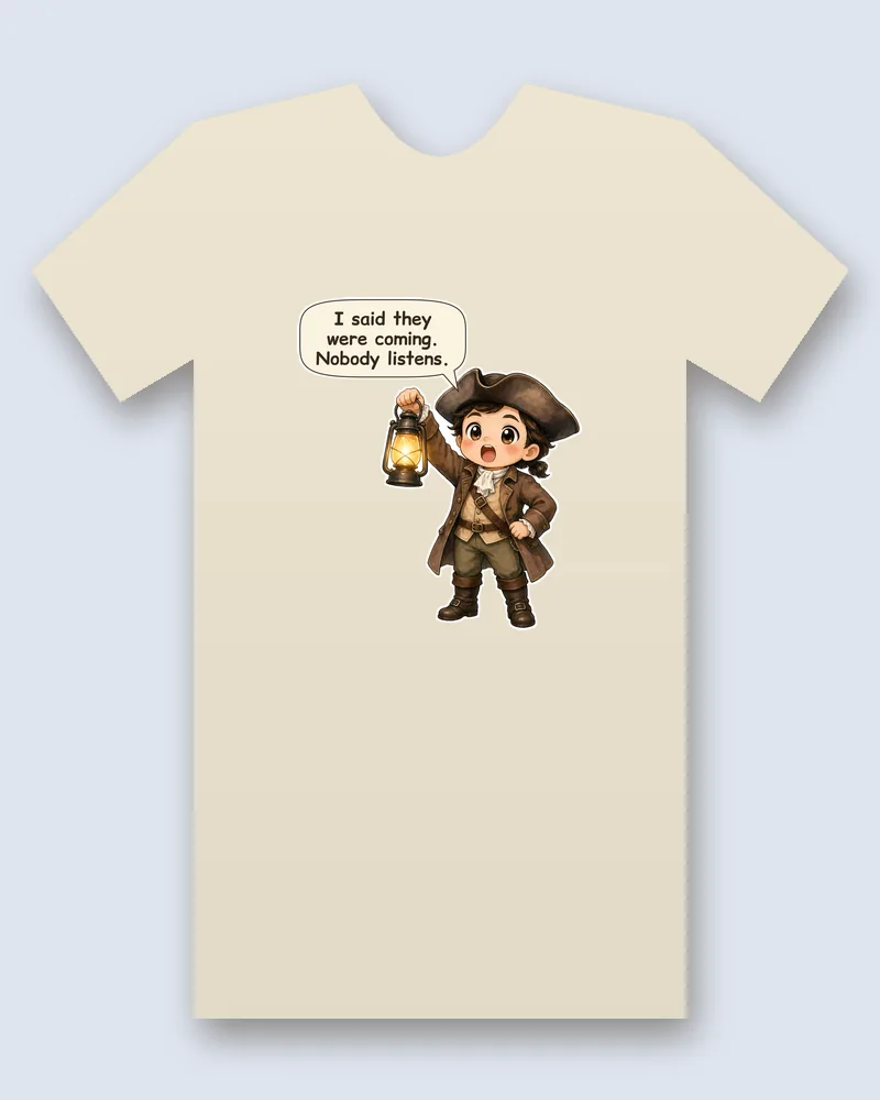 Paul Revere on a natural tee mockup