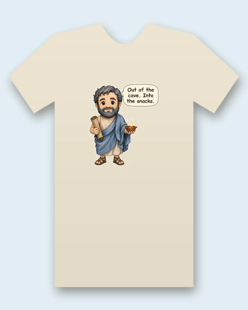 Plato on a natural tee mockup